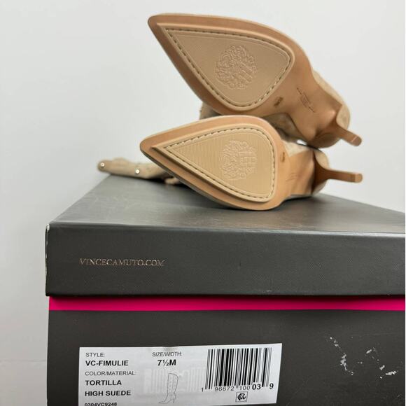 New Vince Camuto Fimulie Studded High Knee Boots Tortilla Suede Women's Size 7.5 - Picture 8 of 8